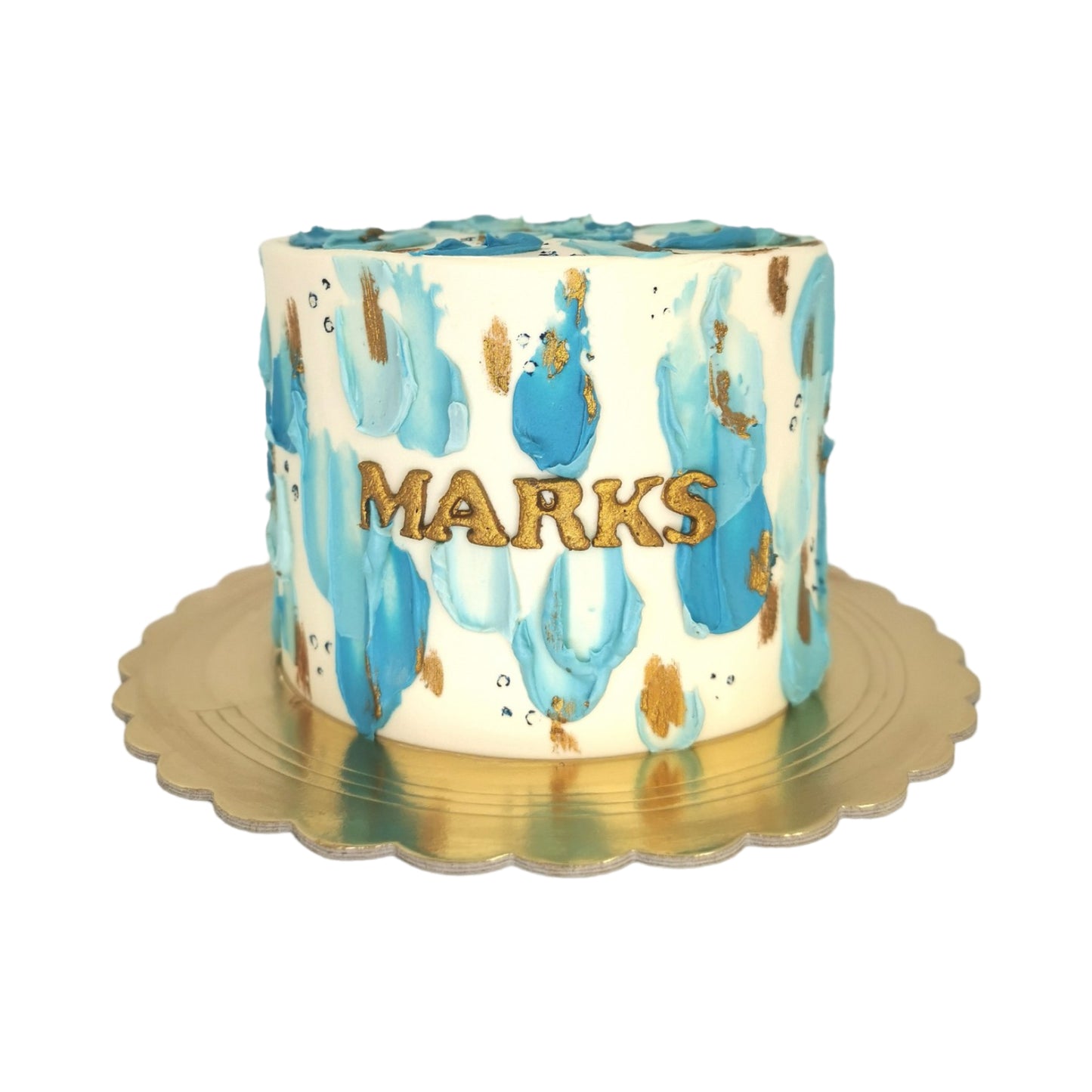 blue brush strokes cake